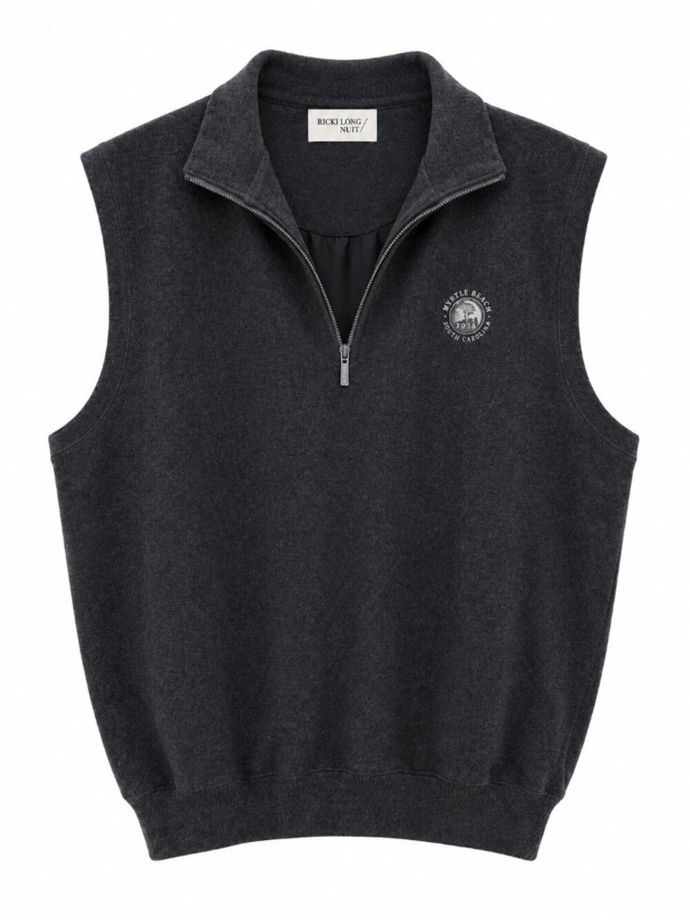 Carnoustie Pebble Beach Golf Links Charcoal Sleeveless 1/4-Zip Vest Mens XL Wool